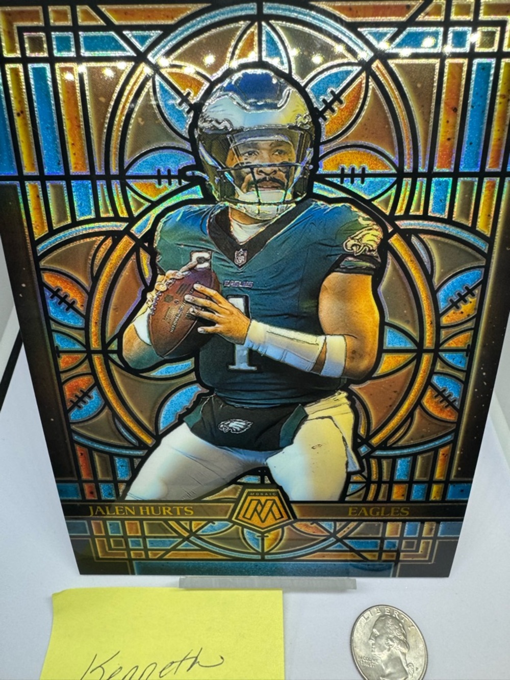 Jalen Hurts stain glass mosaic, Card jumbo